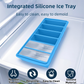 2-Packs Green 6-Grid Extra Long Silicone Ice Cube Tray - Easy Release Reusable Food Grade Mold for Whiskey, Cocktails & Commercial Use