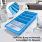 2-Packs Green 6-Grid Extra Long Silicone Ice Cube Tray - Easy Release Reusable Food Grade Mold for Whiskey, Cocktails & Commercial Use