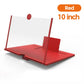 Red 10-Inch Ultra-Clear Portable Retractable HD Mobile Phone Screen Magnifier - Eye Protection Fresnel Lens Projector, with Built-in Phone Holder & Adjustable Base