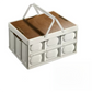 White Collapsible Medium Handle Storage Box with Wooden Table Top(42x28x23CM) - Car Trunk Organiser for Australian Camping & Home Use