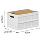 Black Collapsible Medium Side-Open Handle Storage Box with Wooden Table Top(42x28x23CM) - Car Trunk Organiser for Australian Camping & Home Use