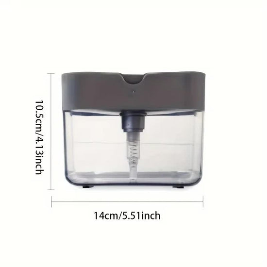 2-Pack Black Kitchen Press-Type Dish Soap Dispenser & Sponge Caddy - 2-in-1 Automatic Liquid Pump for Dish Scrubbers & Scouring Pads