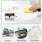 2-Pack White Kitchen Press-Type Dish Soap Dispenser & Sponge Caddy - 2-in-1 Automatic Liquid Pump for Dish Scrubbers & Scouring Pads