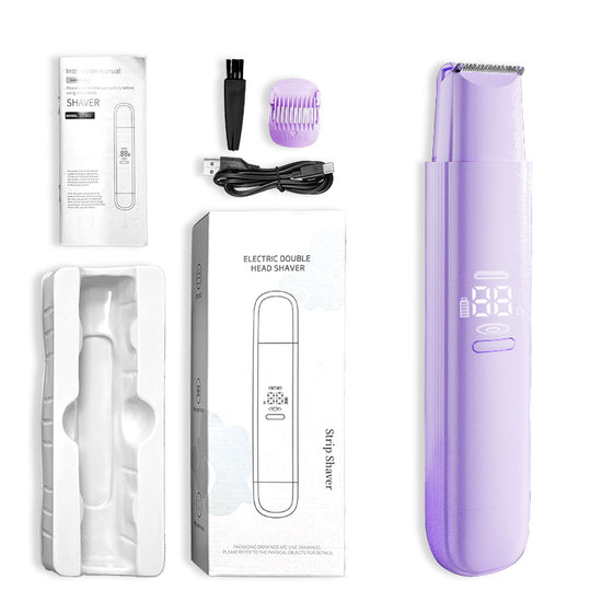 Purple Painless Electric Shaver for Women - USB Rechargeable Bikini Trimmer & Body Hair Remover, Wet & Dry Use