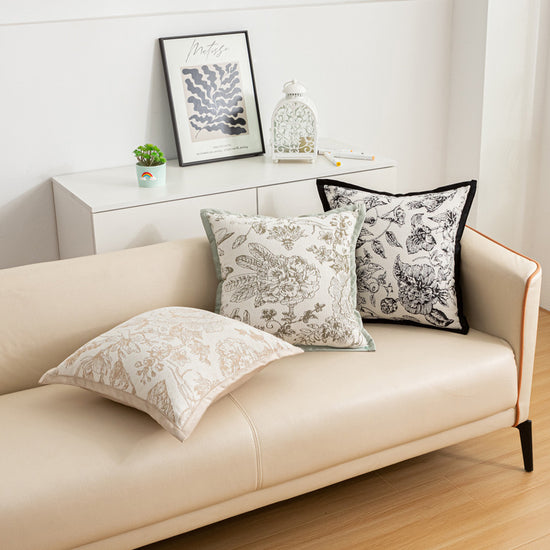 White Elegant Black & White Tree Print Cushion Cover - Modern Home Decor