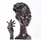 Black Elegant African Woman Head Incense Burner - Creative Desktop Sculpture & Resin Craft