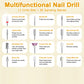 White Cordless Electric Nail Drill Kit - Portable Manicure Pedicure Polisher with 12 Bits