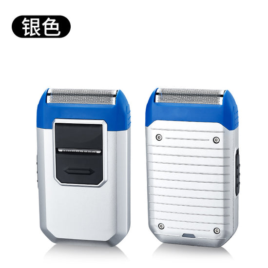 Silver Rechargeable Electric Shaver for Men - Wet/Dry Reciprocating Razor with Pop-up Trimmer & Type-C Fast Charge