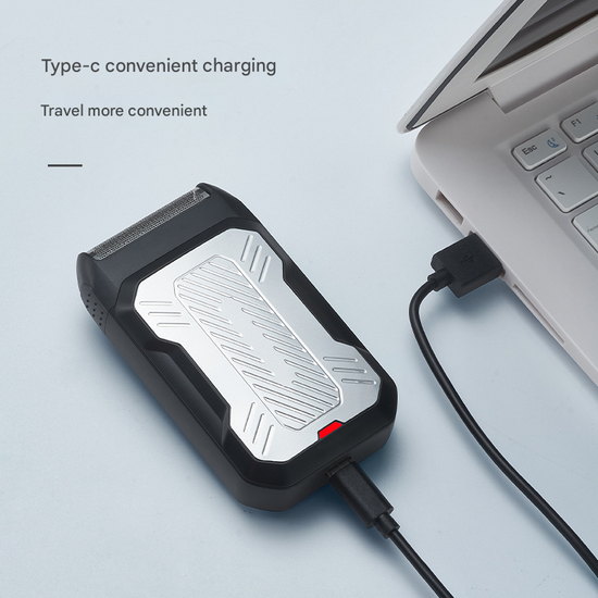 Silver Rechargeable Electric Shaver for Men - Wet/Dry Reciprocating Razor with Pop-up Trimmer & Type-C Fast Charge