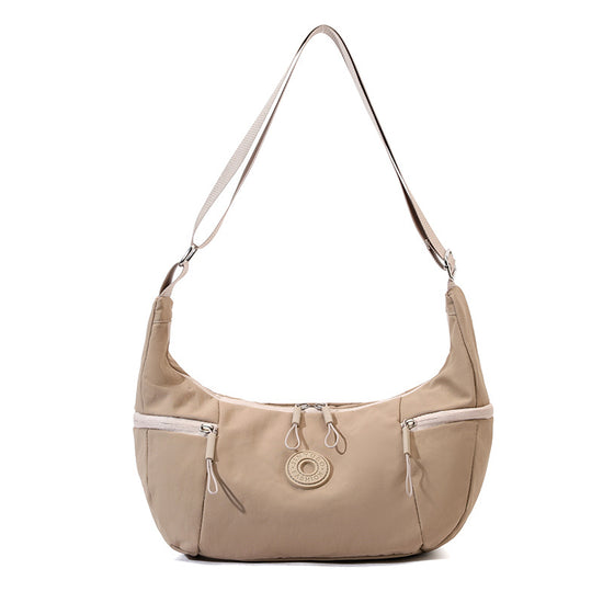 Khaki Stylish & Lightweight Nylon Crossbody Bag for Women - Large Capacity Shoulder Hobo Bag with Water-Resistant Finish, Perfect for Travel & Daily Use