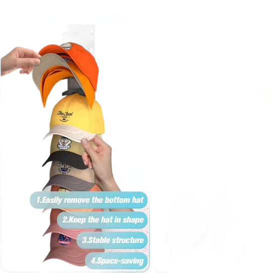 White Hat Organizer for Baseball Caps - Multi-Layer Wall Mounted Cap Rack for Space-Saving Storage