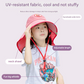 White Kids UV Protection Sun Hat - Breathable Wide Brim Bucket Hat with Neck Flap for Summer Beach & Outdoor Play