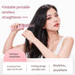 Beige Portable Foldable Cordless Hair Straightener Comb - 2-in-1 Ionic Styling for Smooth, Frizz-Free Hair