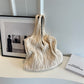 Beige twisted dough Bohemian Knit Shoulder Bag - Hand-Woven Crochet Tote for Women