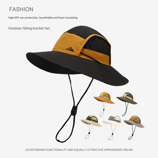Green Quick-Dry Sun Protection Bucket Hat for Men - Breathable Outdoor Hiking & Fishing Cap with Wide Brim
