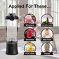 Black Portable Blender 600ml Personal Smoothie Maker USB Rechargeable Juicer Cup with 6 Stainless Steel Blades 4000mAh Battery for Gym Travel and Camping