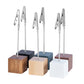 White 4 Pack Wooden Cube Memo Clips Photo Holders with Flexible Wire Alligator Clasp for Weddings Home and Office Desk Decor 11cm Height