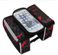 Red Bicycle Top Tube Frame Bag with Detachable Touch Screen Phone Holder Waterproof Double Pouch Cycling Saddle Bag for Mountain Bikes