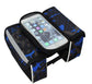 Blue Bicycle Top Tube Frame Bag with Detachable Touch Screen Phone Holder Waterproof Double Pouch Cycling Saddle Bag for Mountain Bikes