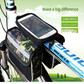 Blue Bicycle Top Tube Frame Bag with Detachable Touch Screen Phone Holder Waterproof Double Pouch Cycling Saddle Bag for Mountain Bikes