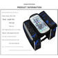 Blue Bicycle Top Tube Frame Bag with Detachable Touch Screen Phone Holder Waterproof Double Pouch Cycling Saddle Bag for Mountain Bikes