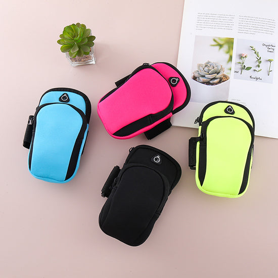 Rose red Sports Running Armband Bag Water Resistant Phone Pouch with Dual Zipper Pockets Earphone Hole for Gym Jogging Cycling Fits 6.5 Inch Smartphones