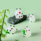 5-PCS Transparent small bamboo Cute Glow in the Dark Panda Figurines Resin Miniature Ornaments for DIY Fairy Gardens and Micro Landscapes