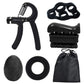 Black 5 in 1 Hand Grip Strengthener Kit Adjustable Resistance Finger Stretcher Stress Relief Ball and Grip Ring for Rehabilitation and Muscle Building