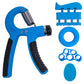 Blue 5 in 1 Hand Grip Strengthener Kit Adjustable Resistance Finger Stretcher Stress Relief Ball and Grip Ring for Rehabilitation and Muscle Building