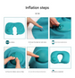 2-PCS Sky blue  Inflatable Travel Neck Pillow Press to Inflate U-Shape Soft Flocking Support Cushion for Airplane Car & Camping Portable Air Pump Design
