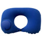 2-PCS Medium blue Inflatable Travel Neck Pillow Press to Inflate U-Shape Soft Flocking Support Cushion for Airplane Car & Camping Portable Air Pump Design