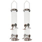 Hanging Metal Wild Bird Feeder Weatherproof Outdoor Garden Bird Food Dispenser with 4 Feeding Ports and Perches