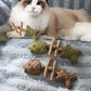 Brown 5 Pack Cat Catnip Toys Fish Bone Shaped Silvervine Chew Sticks for Teeth Cleaning and Interactive Play
