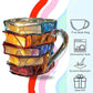 3D Book Stack Resin Mug with Spoon Creative Library Bookshelf Design Coffee Cup Unique Gift for Book Lovers and Writers(style A)