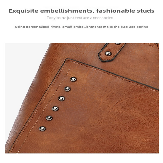 Black Minimalist Large Capacity Tote Bag with Detachable Pouch – Soft PU Leather Shoulder Handbag for Everyday Use