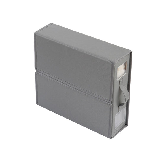 Grey Foldable Oxford Fabric Storage Box with Clear Window – Large Capacity Organizer for Bedding, Clothes & More | Collapsible Design with Handle and Labeling Space