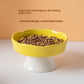Yellow Ceramic Elevated Slow Feeder Bowl Raised Pet Dish 310ml Anti-Vomit Puzzle Design for Cats and Small Dogs Healthy Digestion Sturdy Base
