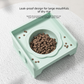 Green Ceramic Raised Cat Bowl with Splash Proof Stand 250ml Elevated Pet Feeder for Kittens and Small Dogs Modular Interlocking Design