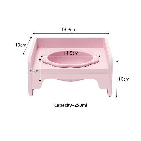Pink Ceramic Raised Cat Bowl with Splash Proof Stand 250ml Elevated Pet Feeder for Kittens and Small Dogs Modular Interlocking Design