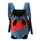 Red denim blue Pet Carrier Backpack Front Chest Pack Legs Out Breathable Mesh for Small Dogs Cats Hiking Travel Hands Free Adjustable Design(Size:S)
