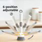 2 Pack White Kitchen Dish Brush with Soap Dispenser Adjustable Handle 360 Degree Cleaning Scrubber Non-Scratch Bristles for Pans Pots and Sink