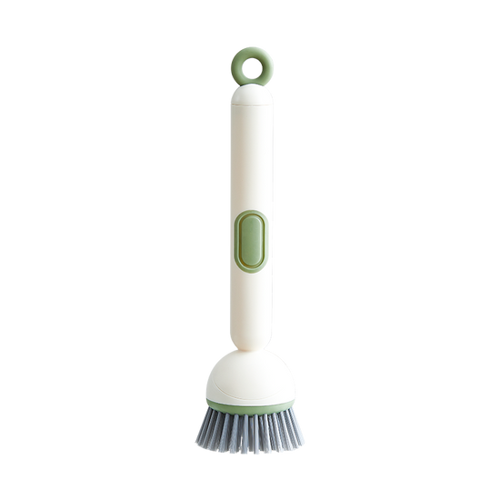 2 Pack Green Kitchen Dish Brush with Soap Dispenser Adjustable Handle 360 Degree Cleaning Scrubber Non-Scratch Bristles for Pans Pots and Sink