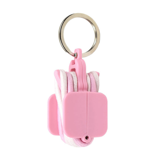 3-PCS Pink Portable Hair Tie Organizer Keychain Compact Hair Accessories Holder with Clip for Travel School Bag and Purse