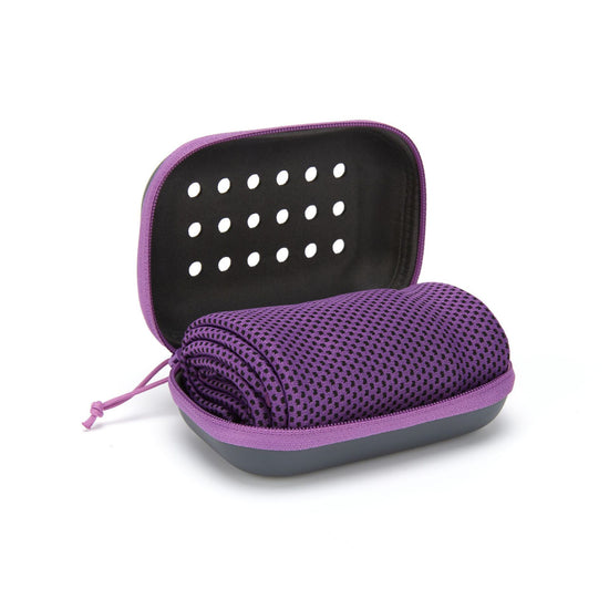 2-PCS purple Instant Cooling Towel with EVA Case 30x90cm Breathable Ice Silk Sports Towel Quick Dry for Gym Yoga and Outdoor Workouts