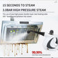 Blue Handheld Steam Cleaner 1050W High Pressure Chemical Free Cleaning Machine with 12 Piece Accessory Set for Kitchen Bathroom Car and Upholstery