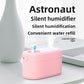 White Rechargeable Mini Astronaut Air Humidifier USB Desktop Cool Mist Humidifier with 7-Color LED Night Light for Bedroom and Office