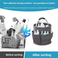 Blue Multi-Function Collapsible Storage Basket with Drawstring Closure Portable Cleaning Caddy and Picnic Organiser Bag with Multiple Pockets