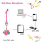 Blue Kids Star Karaoke Microphone Stand Adjustable Height Music Toy with Flashing Lights and MP3 Connectivity for Boys and Girls