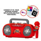 Pink Kids Portable Singing Machine Karaoke Boombox Toy with Microphone Flashing Lights and MP3 Music Player for Boys and Girls