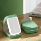 Green Portable LED Makeup Mirror with Jewellery Storage Box Touch Screen Adjustable Light Travel Cosmetic Organizer Case